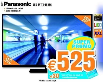 Promotions Panasonic led tv tx-l50b6 - Panasonic - Valide de 23/09/2013 à 20/10/2013 chez Krefel