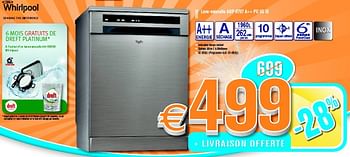 Promotions Whirlpool lave-vaisselle adp 8797 a++ pc 6s ix - Whirlpool - Valide de 23/09/2013 à 20/10/2013 chez Krefel