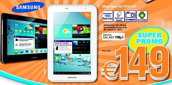 Promotions Samsung tablette galaxy tab 2 p3110 8 gb - Samsung - Valide de 23/09/2013 à 20/10/2013 chez Krefel