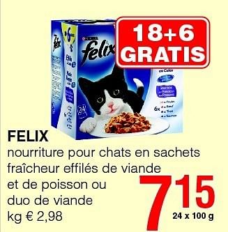 Felix Felix Nourriture Pour Chats En Sachets Fraicheur Effiles De Viande Et De Poisson Ou Duo De Viande En Promotion Chez Eurospar Colruytgroup