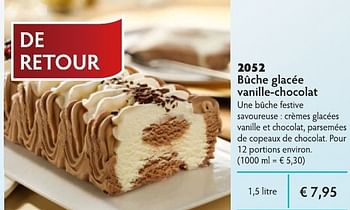 Promotions Buche glace`e vanille-chocolat - Produit maison - Bofrost - Valide de 01/10/2013 à 28/03/2014 chez Bofrost