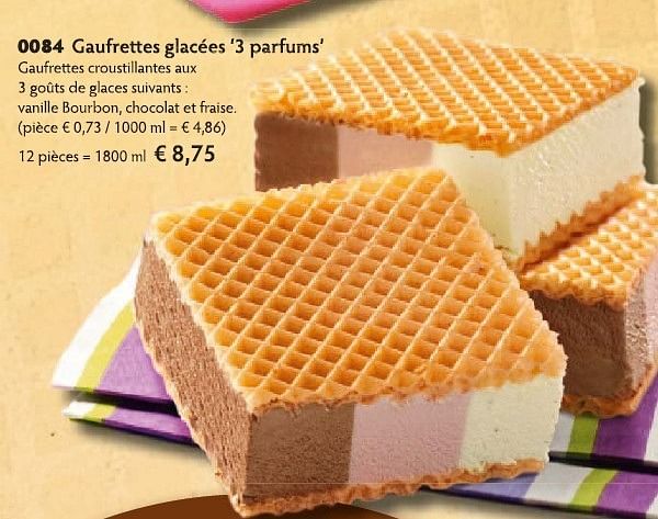 glace gaufrette 3 parfums