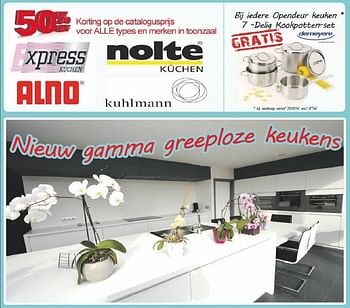 Promoties Nieuw gamma greeploze keukens - Nolte Küchen - Geldig van 02/10/2013 tot 31/10/2013 bij Bouwcenter Frans Vlaeminck