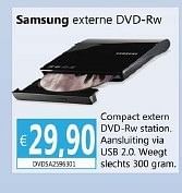 Promoties Samsung externe dvd-rw - Samsung - Geldig van 07/10/2013 tot 15/11/2013 bij Compudeals
