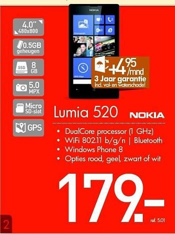 Promoties Nokia lumia 520 - Nokia - Geldig van 15/10/2013 tot 30/11/2013 bij PC Center