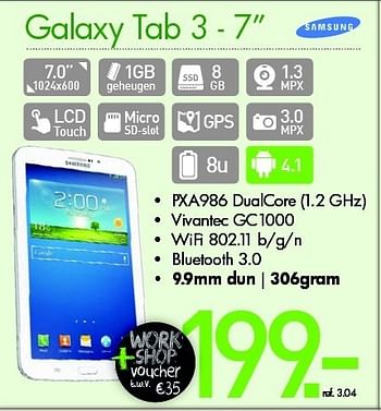 Promoties Samsung galaxy tab 3 - Samsung - Geldig van 15/10/2013 tot 30/11/2013 bij PC Center