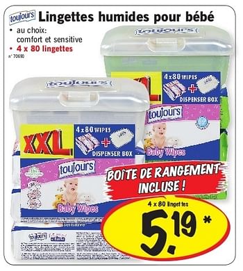 Toujours Lingettes Humides Pour Bebe En Promotion Chez Lidl