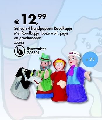 Concessie Eervol Componeren Huismerk - Dreamland Set van 4 handpoppen roodkapje - Promotie bij Dreamland