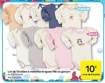 Promotion Carrefour Lot De 5 Bodies A Manches Longues Fille Ou Garcon Produit Maison Carrefour Bebe Et Grossesse Valide Jusqua 4 Promobutler