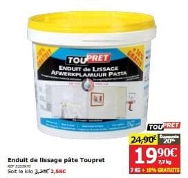 Promotions Enduit de lissage pâte toupret - TouPret - Valide de 23/10/2013 à 12/11/2013 chez BricoPlanit
