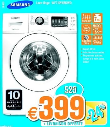 Promotions Samsung lave-linge wf710y4bkwq - Samsung - Valide de 28/10/2013 à 24/11/2013 chez Krefel