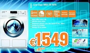 Promotions Miele lave-linge wkh 170 wps - Miele - Valide de 28/10/2013 à 24/11/2013 chez Krefel