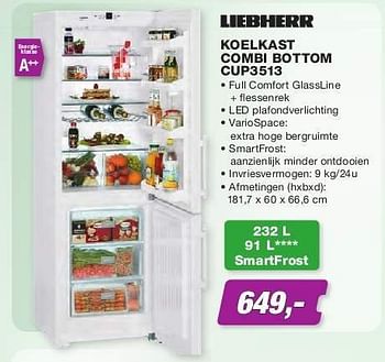 Promoties Liebherr koelkast combi bottom cup3513 - Liebherr - Geldig van 01/11/2013 tot 30/11/2013 bij ElectronicPartner