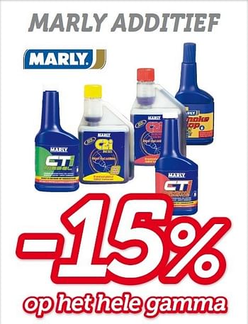 Promoties Marly additief -15% op het hele gamma - Marly - Geldig van 12/11/2013 tot 07/12/2013 bij Auto 5