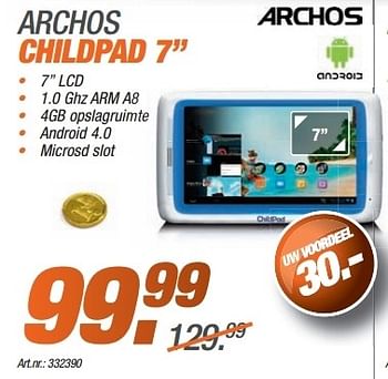 Promotions Archos childpad 7 - Archos - Valide de 24/11/2013 à 08/12/2013 chez Auva