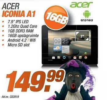 Promoties Acer iconia a1 - Acer - Geldig van 24/11/2013 tot 08/12/2013 bij Auva