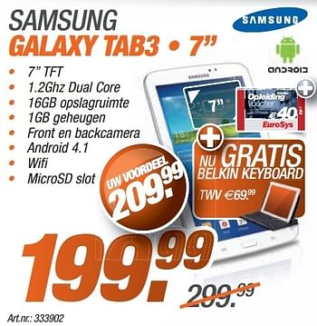 Promoties Samsung galaxy tab3  7 - Samsung - Geldig van 24/11/2013 tot 08/12/2013 bij Auva