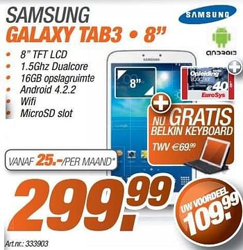 Promoties Samsung galaxy tab3  8 - Samsung - Geldig van 24/11/2013 tot 08/12/2013 bij Auva