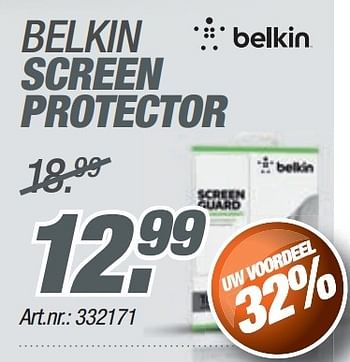 Promoties Belkin screen protector - BELKIN - Geldig van 24/11/2013 tot 08/12/2013 bij Auva