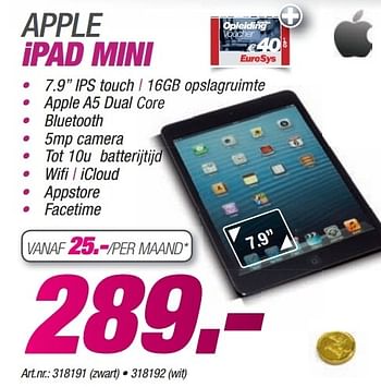 Promoties Apple ipad mini - Apple - Geldig van 24/11/2013 tot 08/12/2013 bij Auva