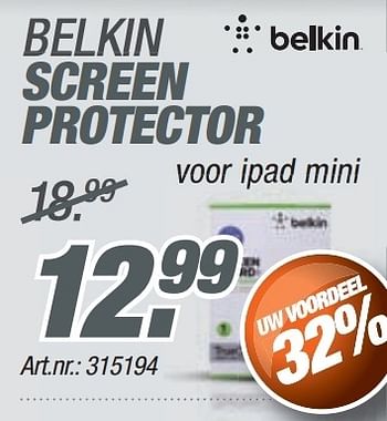 Promoties Belkin screen protector - BELKIN - Geldig van 24/11/2013 tot 08/12/2013 bij Auva