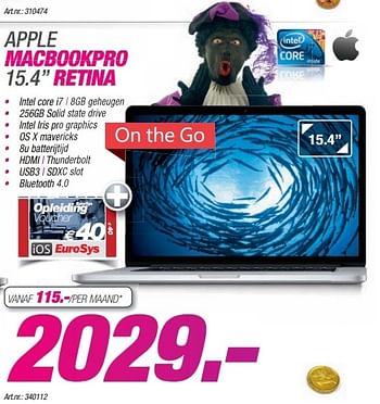 Promotions Apple macbookpro 15.4 retina - Apple - Valide de 24/11/2013 à 08/12/2013 chez Auva