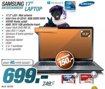 Promoties Samsung 17 entertainment laptop - Samsung - Geldig van 24/11/2013 tot 08/12/2013 bij Auva