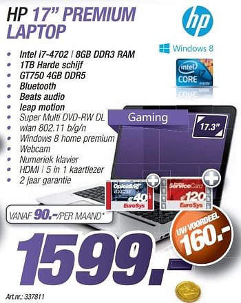 Promotions Hp 17 premium laptop - HP - Valide de 24/11/2013 à 08/12/2013 chez Auva