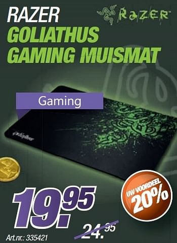 Promotions Razer goliathus gaming muismat - Razer - Valide de 24/11/2013 à 08/12/2013 chez Auva