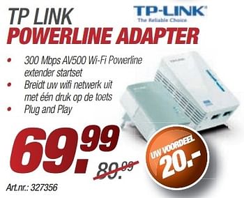 Promoties Tp link powerline adapter - TP-LINK - Geldig van 24/11/2013 tot 08/12/2013 bij Auva