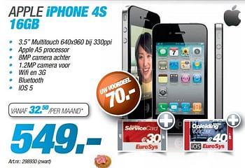 Promoties Apple iphone 4s 16gb - Apple - Geldig van 24/11/2013 tot 08/12/2013 bij Auva