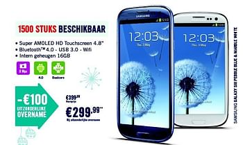 Promoties Samsung galaxy siii pebble blue + marble white - Samsung - Geldig van 01/12/2013 tot 31/12/2013 bij The Phone House