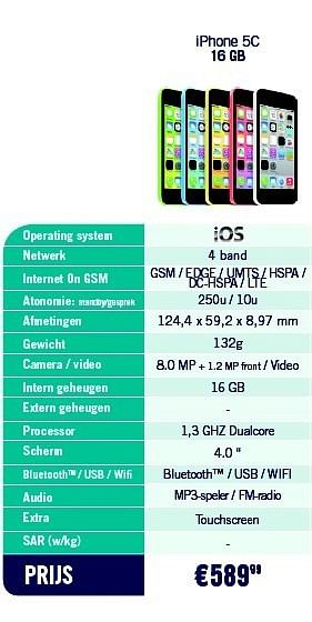Promoties Iphone 5c 16 gb - Apple - Geldig van 01/12/2013 tot 31/12/2013 bij The Phone House
