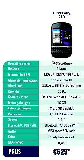 Promoties Blackberry q10 - Blackberry - Geldig van 01/12/2013 tot 31/12/2013 bij The Phone House