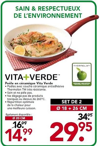 Promotions Poêle en céramique vita verde - Vita Verde - Valide de 02/12/2013 à 31/12/2013 chez Blokker