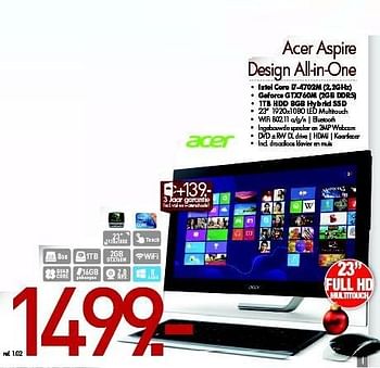 Promoties Acer aspire design all-in-one - Acer - Geldig van 07/12/2013 tot 31/12/2013 bij PC Center