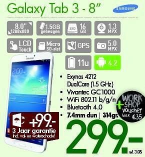 Promoties Samsung galay tab 3 - 8 - Samsung - Geldig van 07/12/2013 tot 31/12/2013 bij PC Center