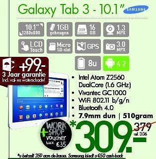 Promoties Samsung galay tab 3 - 10.01 - Samsung - Geldig van 07/12/2013 tot 31/12/2013 bij PC Center