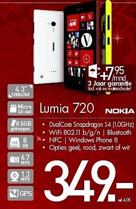 Promoties Nokia lumia 720 - Nokia - Geldig van 07/12/2013 tot 31/12/2013 bij PC Center