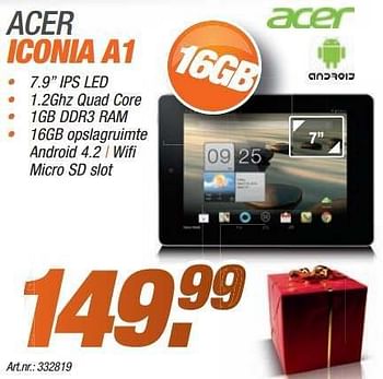 Promoties Acer iconia a1 - Acer - Geldig van 09/12/2013 tot 23/12/2013 bij Auva