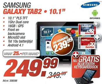 Promoties Samsung galaxy tab2 10.1 - Samsung - Geldig van 09/12/2013 tot 23/12/2013 bij Auva