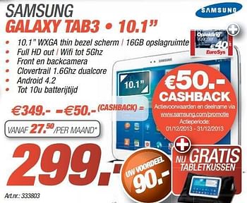 Promotions Samsung galaxy tab3 • 10.1 - Samsung - Valide de 09/12/2013 à 23/12/2013 chez Auva