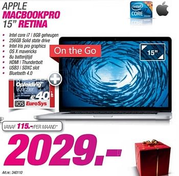 Promotions Apple macbookpro 15 retina - Apple - Valide de 09/12/2013 à 23/12/2013 chez Auva