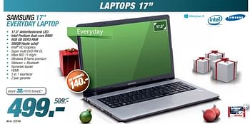 Promoties Samsung 17 everyday laptop - Samsung - Geldig van 09/12/2013 tot 23/12/2013 bij Auva