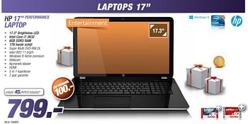 Promotions Hp 17 performance laptop - HP - Valide de 09/12/2013 à 23/12/2013 chez Auva