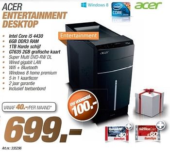 Promoties Acer entertainment desktop - Acer - Geldig van 09/12/2013 tot 23/12/2013 bij Auva