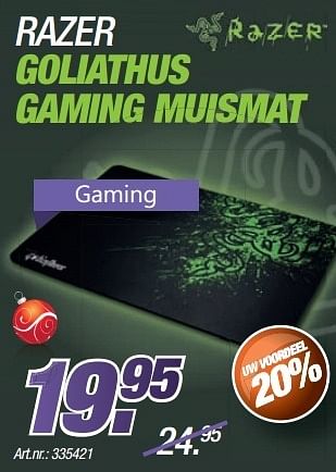 Promoties Razer goliathus gaming muismat - Razer - Geldig van 09/12/2013 tot 23/12/2013 bij Auva