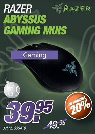 Promoties Razer abyssus gaming muis - Razer - Geldig van 09/12/2013 tot 23/12/2013 bij Auva