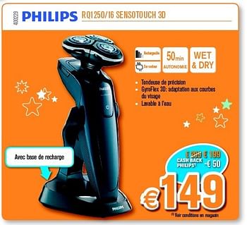 Promotions Philips rq1250-16 sensotouch 3d - Philips - Valide de 09/12/2013 à 31/12/2013 chez Krefel