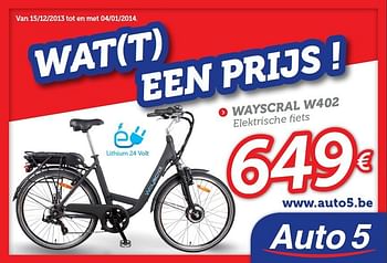 Promoties Wayscral w402 elektrische fiets - Wayscrall - Geldig van 09/12/2013 tot 04/01/2014 bij Auto 5